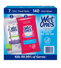 Wet Ones Antibacterial Hand Wipes, Fresh Scent/Lavender, 20 ct., 7 pk.